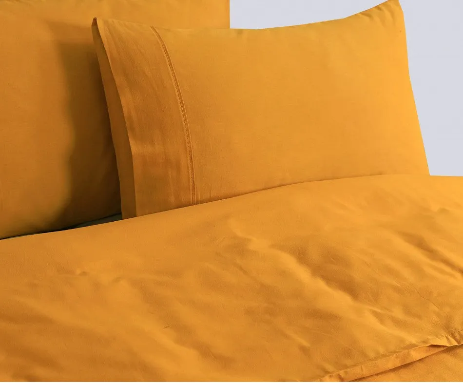 100% Egyptian Cotton Vintage Washed Quilt Cover Set I Queen I Mustard