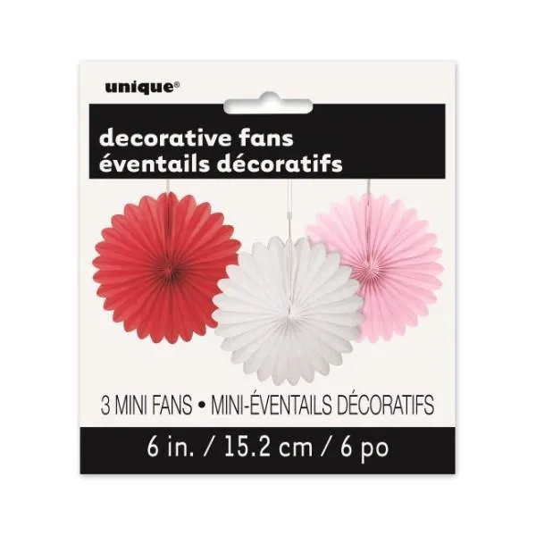 3 Pack Decorative Fans - 15cm