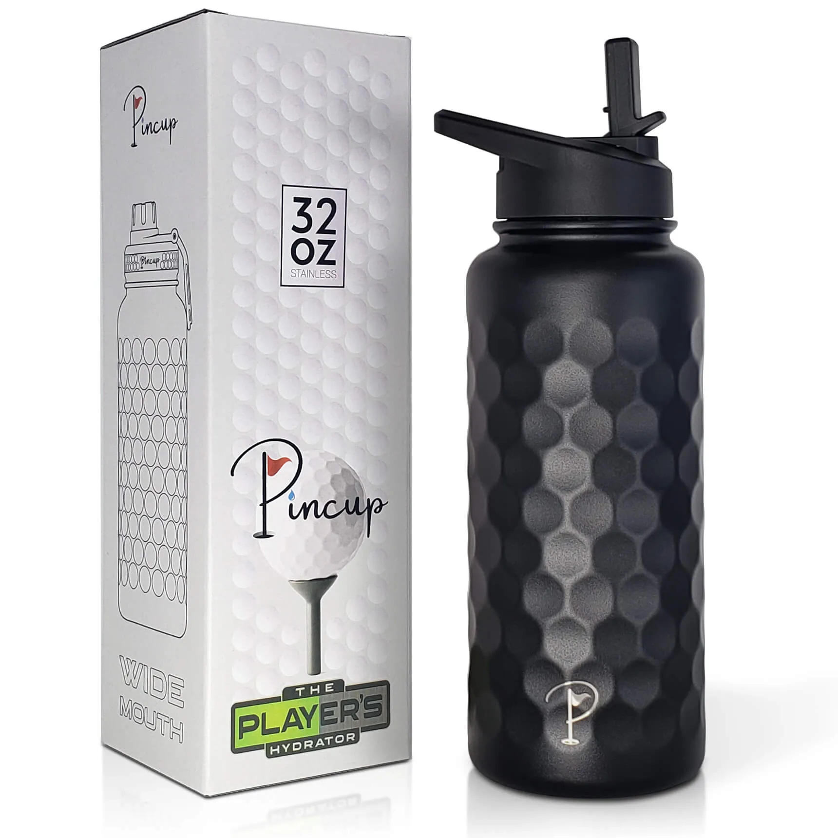 32 oz Black Straw Lid Water Bottle