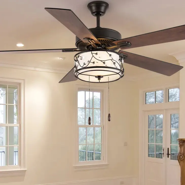 52"W Desdemona Oil-Rubbed Bronze Floral Shade Ceiling Fan