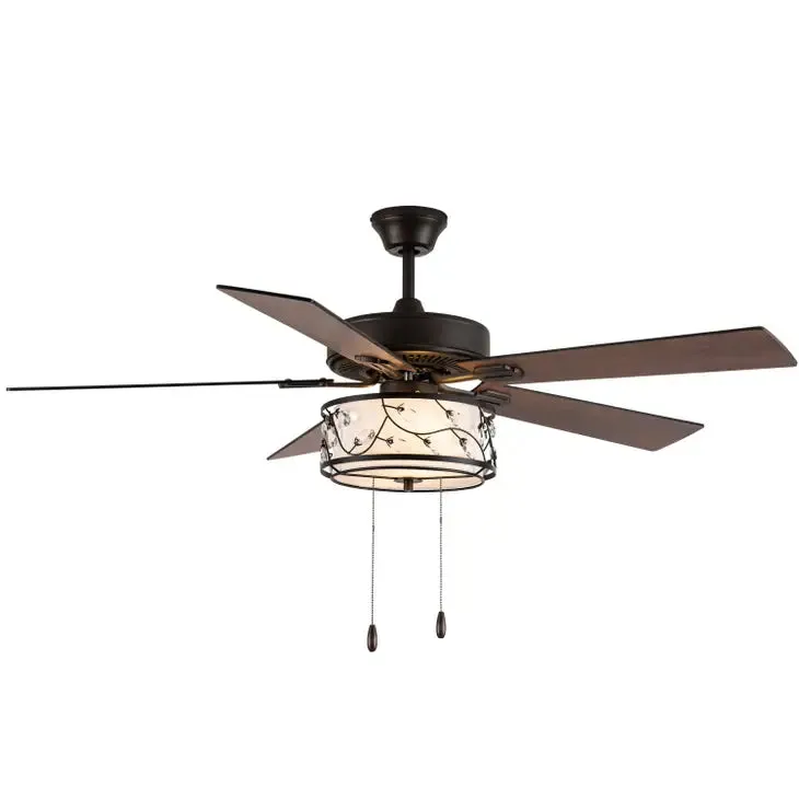 52"W Desdemona Oil-Rubbed Bronze Floral Shade Ceiling Fan