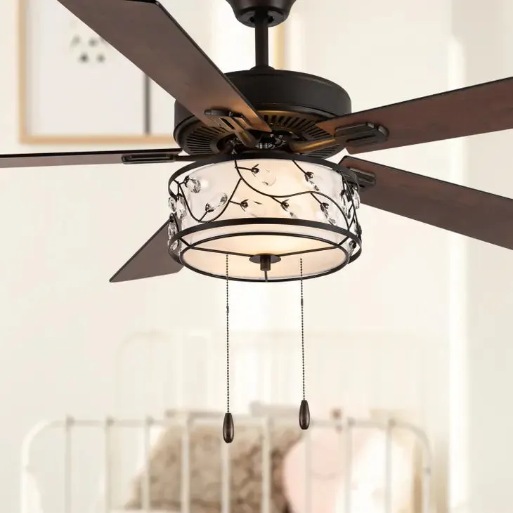 52"W Desdemona Oil-Rubbed Bronze Floral Shade Ceiling Fan