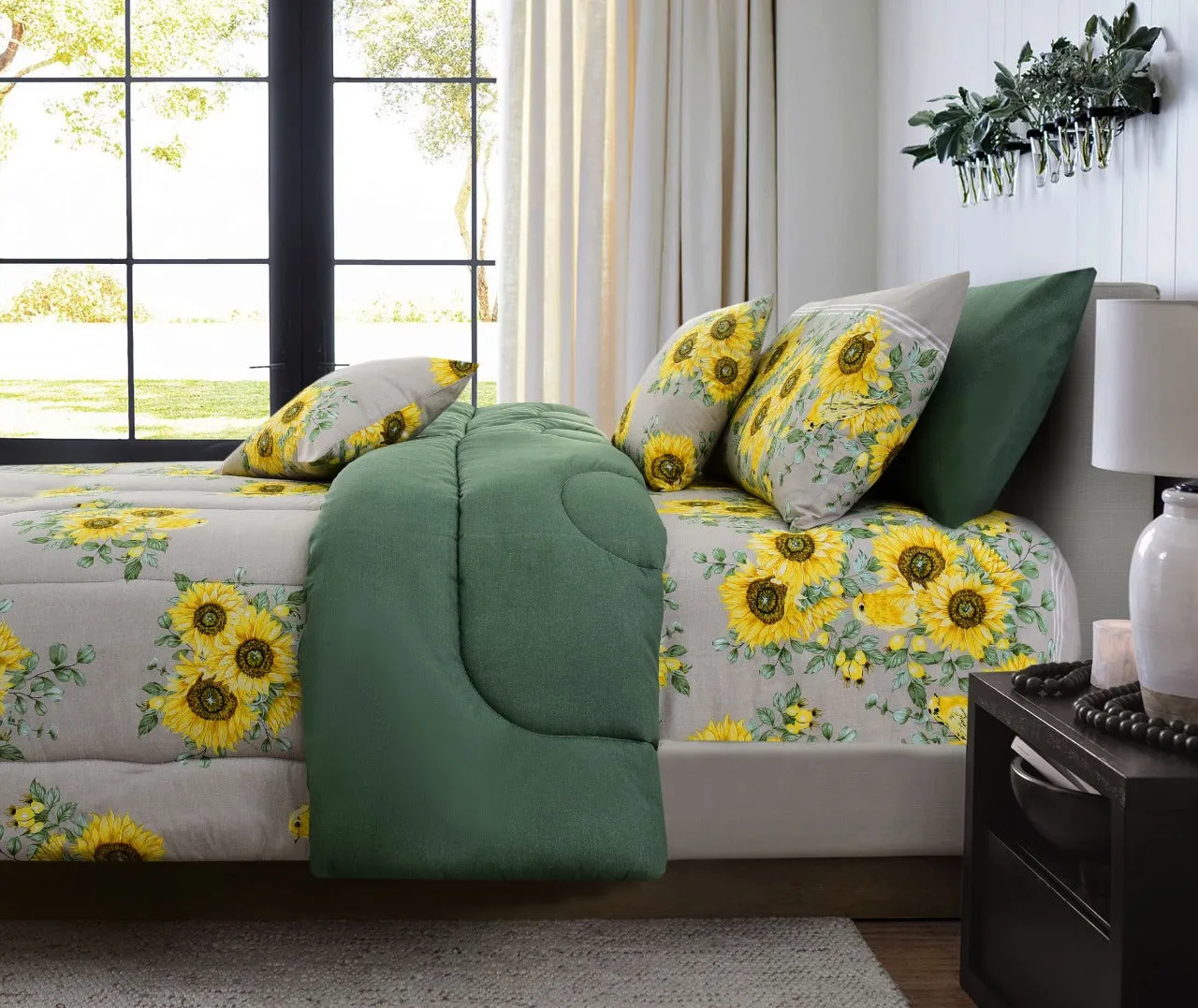 8 PCs Winter Comforter Set-Sun Flower