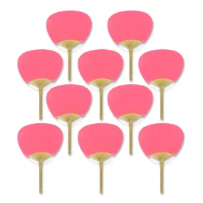 9" Fuchsia / Hot Pink Paddle Paper Hand Fans for Weddings (10 Pack)