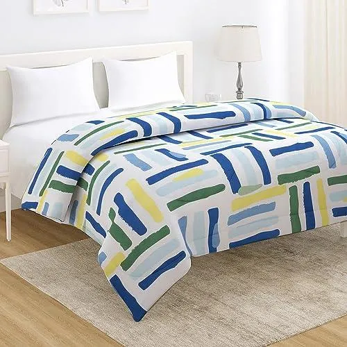 AC Comforter and Bedding Set for Double Bed, White Modern Lines