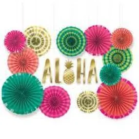 Aloha Deluxe Paper Fan Decorating Kit