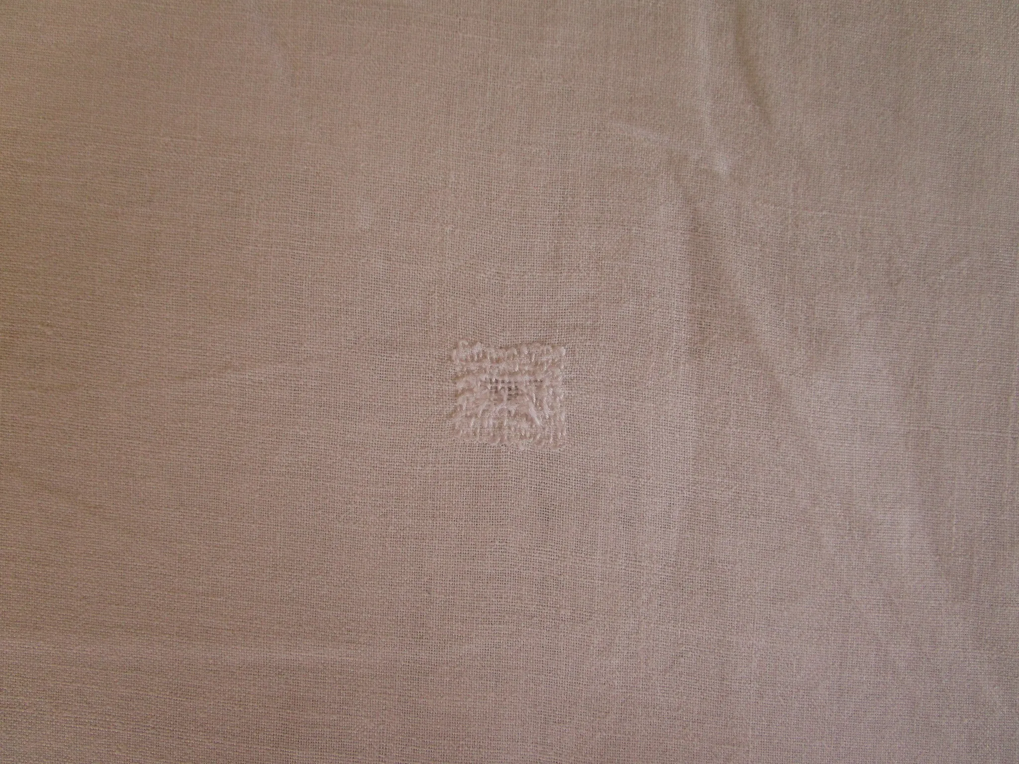 Antique French linen bed sheet - JB monogram