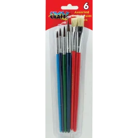 Assorted Craft & Paint Brushes - 6pcs