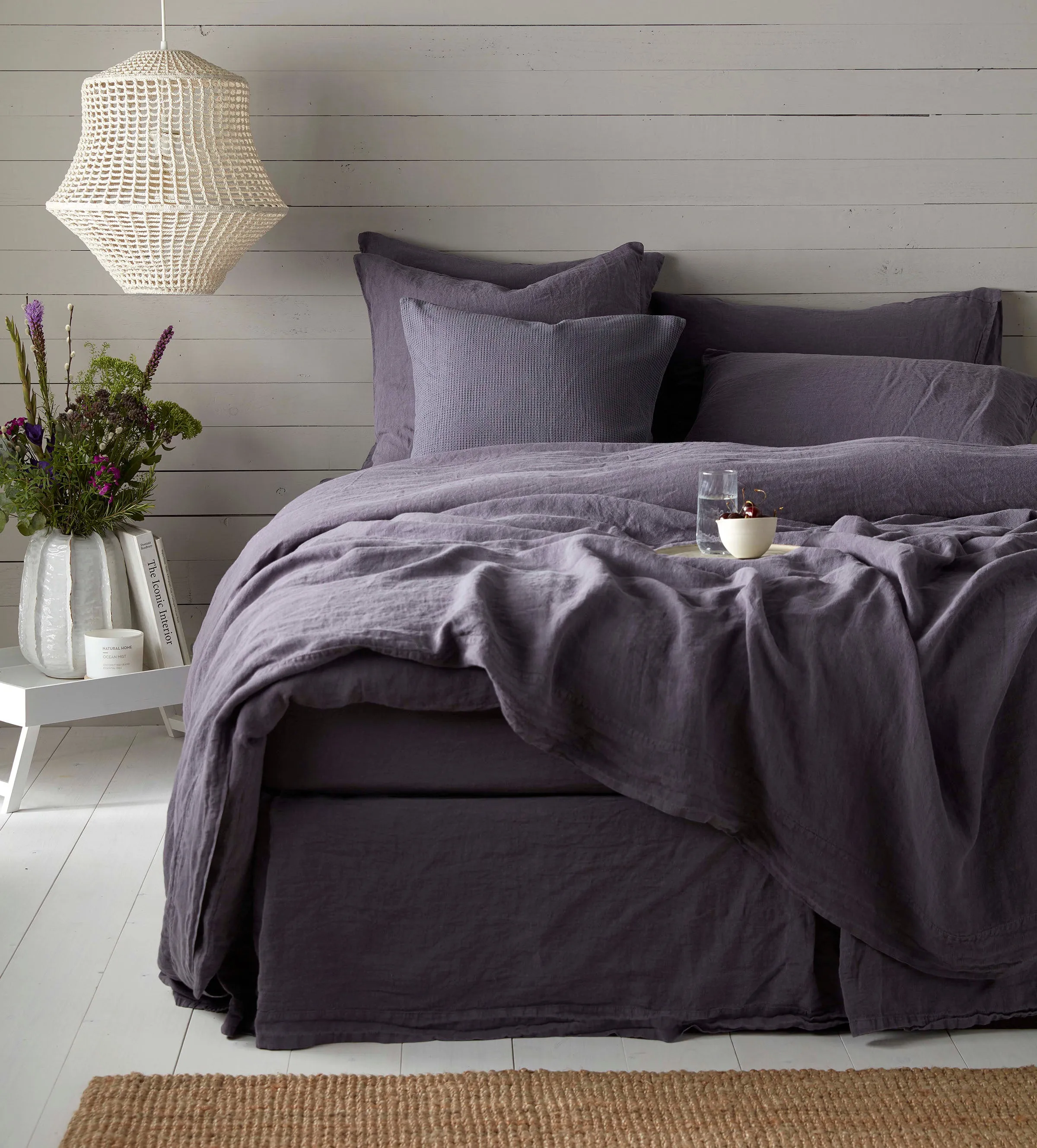 Aubergine Purple 100% Linen Fitted Sheet