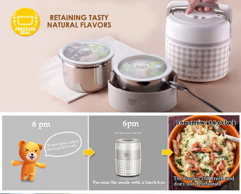 Bear Electric Lunch box, Mini Rice Cooker, 4 in 1 Heating 2.0L Electric Multi Pot(DFH-A20D1)