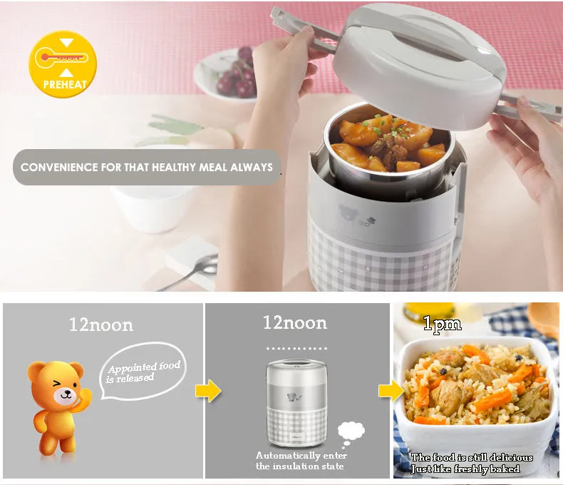 Bear Electric Lunch box, Mini Rice Cooker, 4 in 1 Heating 2.0L Electric Multi Pot(DFH-A20D1)