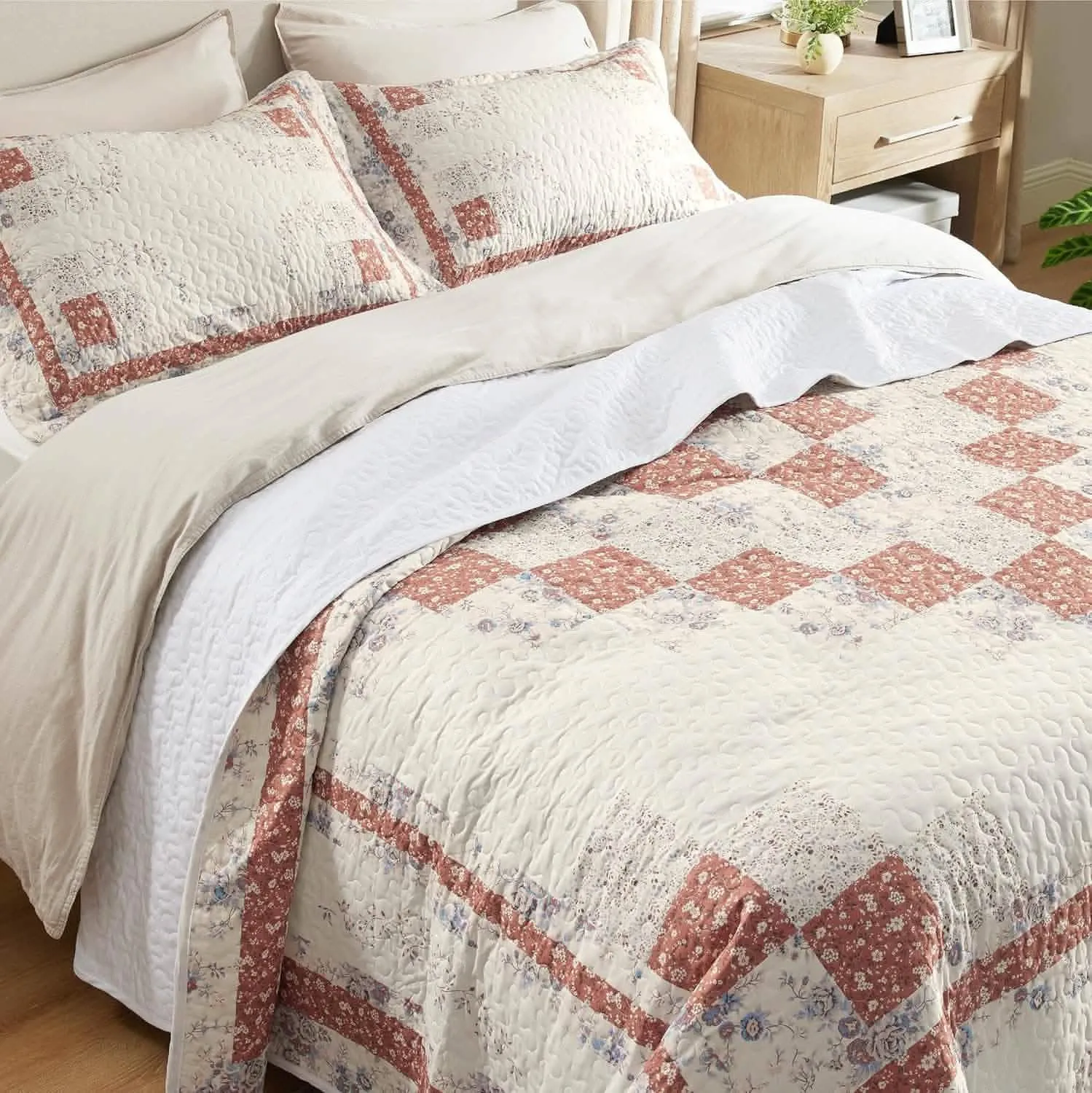 Bedsure Cotton Patterned Quilt Set