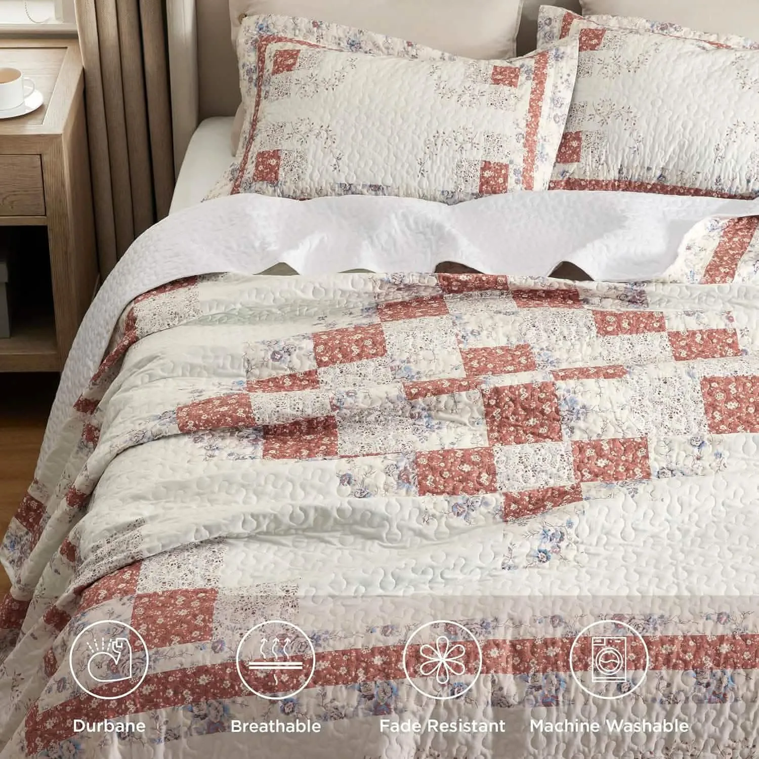 Bedsure Cotton Patterned Quilt Set