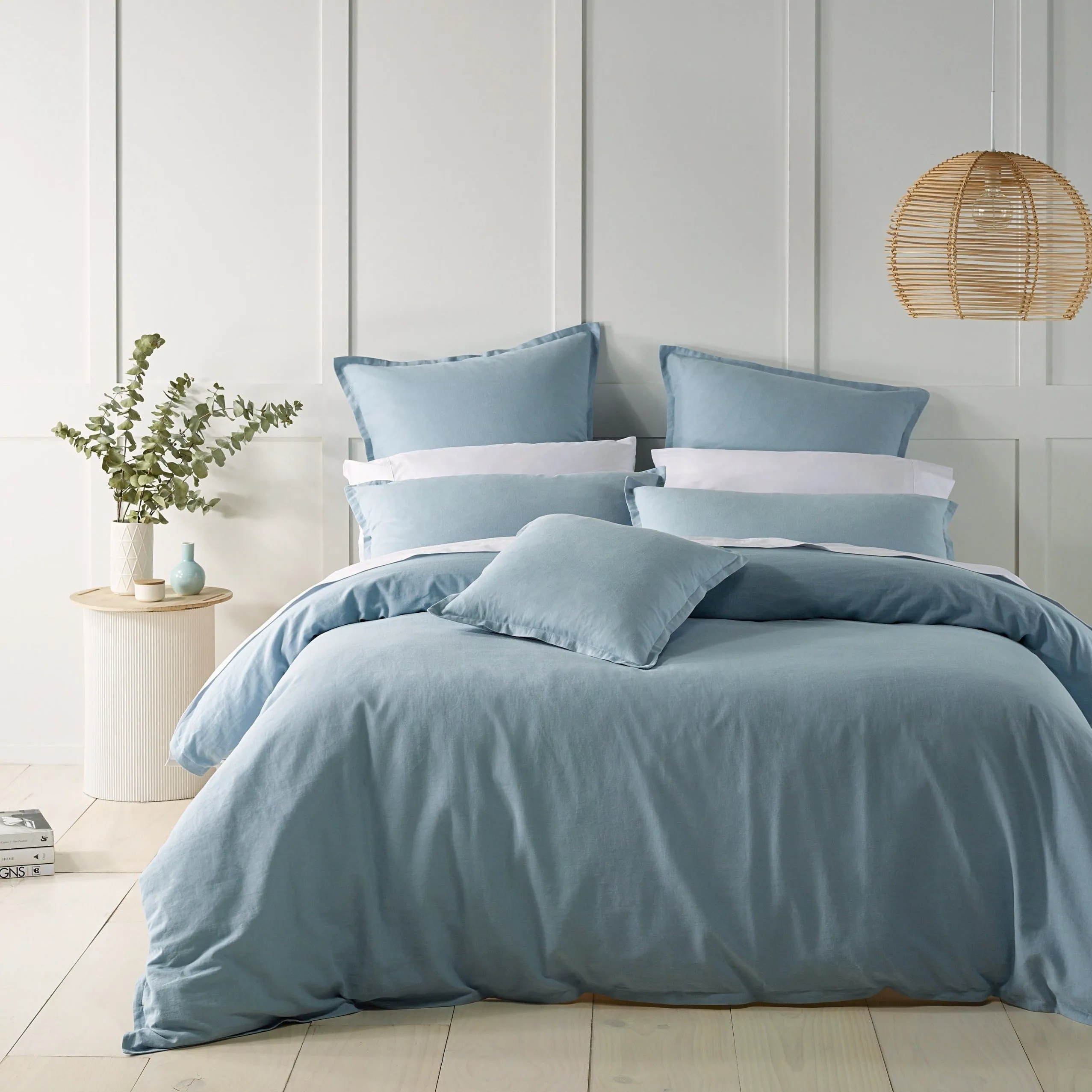 Bianca Bedding WELLINGTON QUILT COVER SET SOFT BLUE