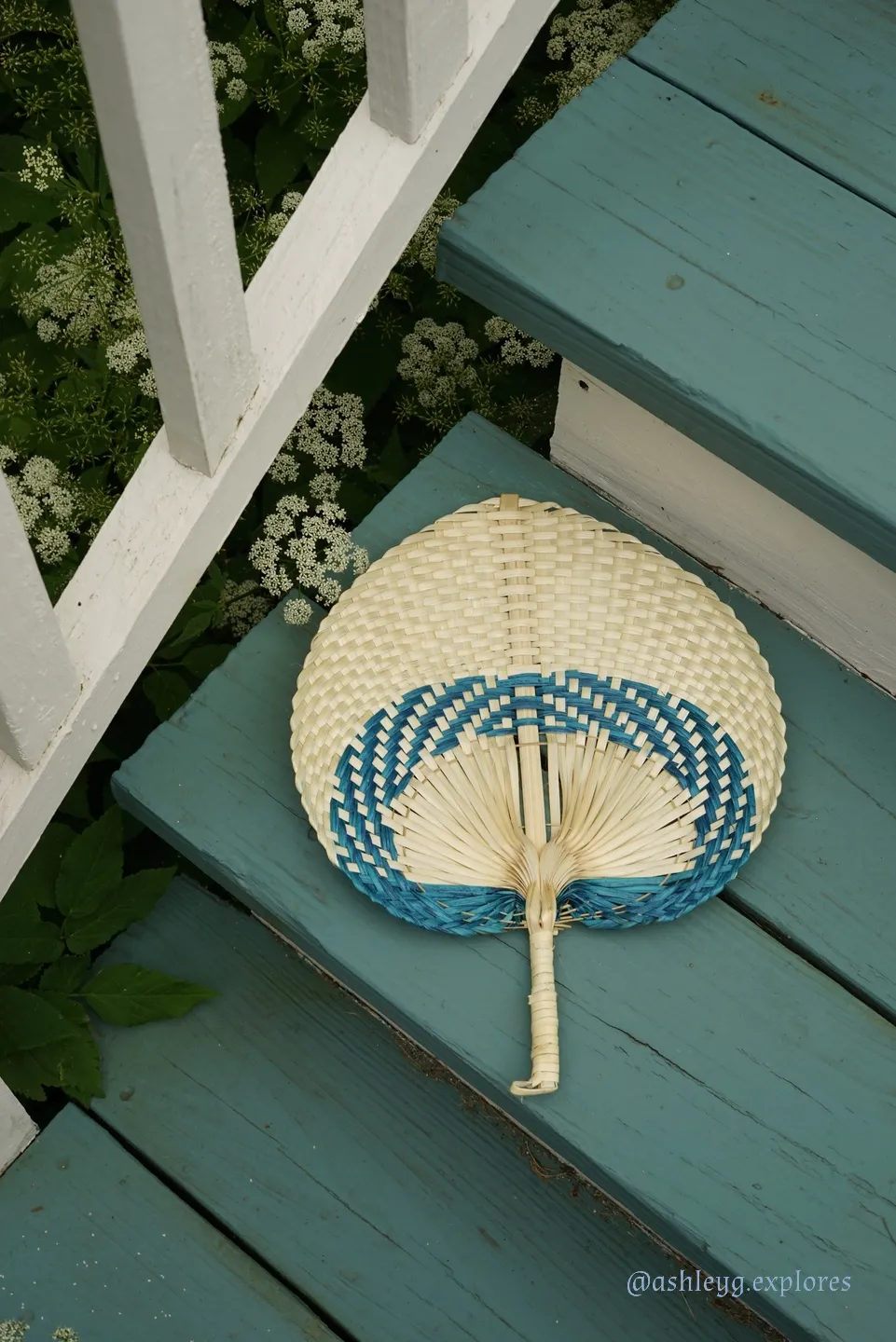 Bicolor Raffia Handmade Fan