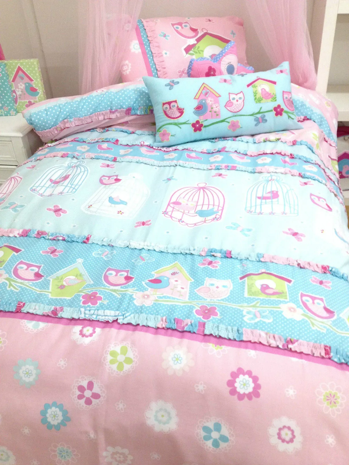 Birdcage Kids Jiggle Giggle Single Bed Girls Quilt Cover Set