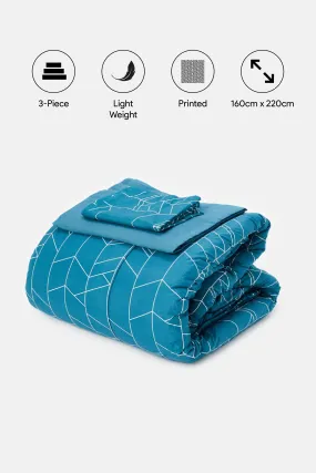 Blue Geometric Printed Comforter Set (Single Size)