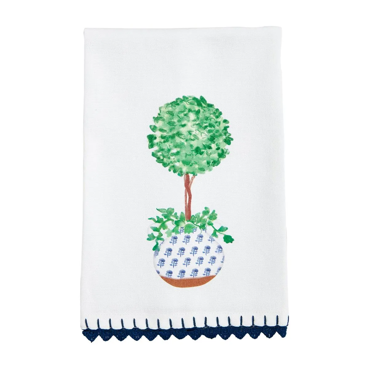 Blue Potted Plant Towels by Mud Pie