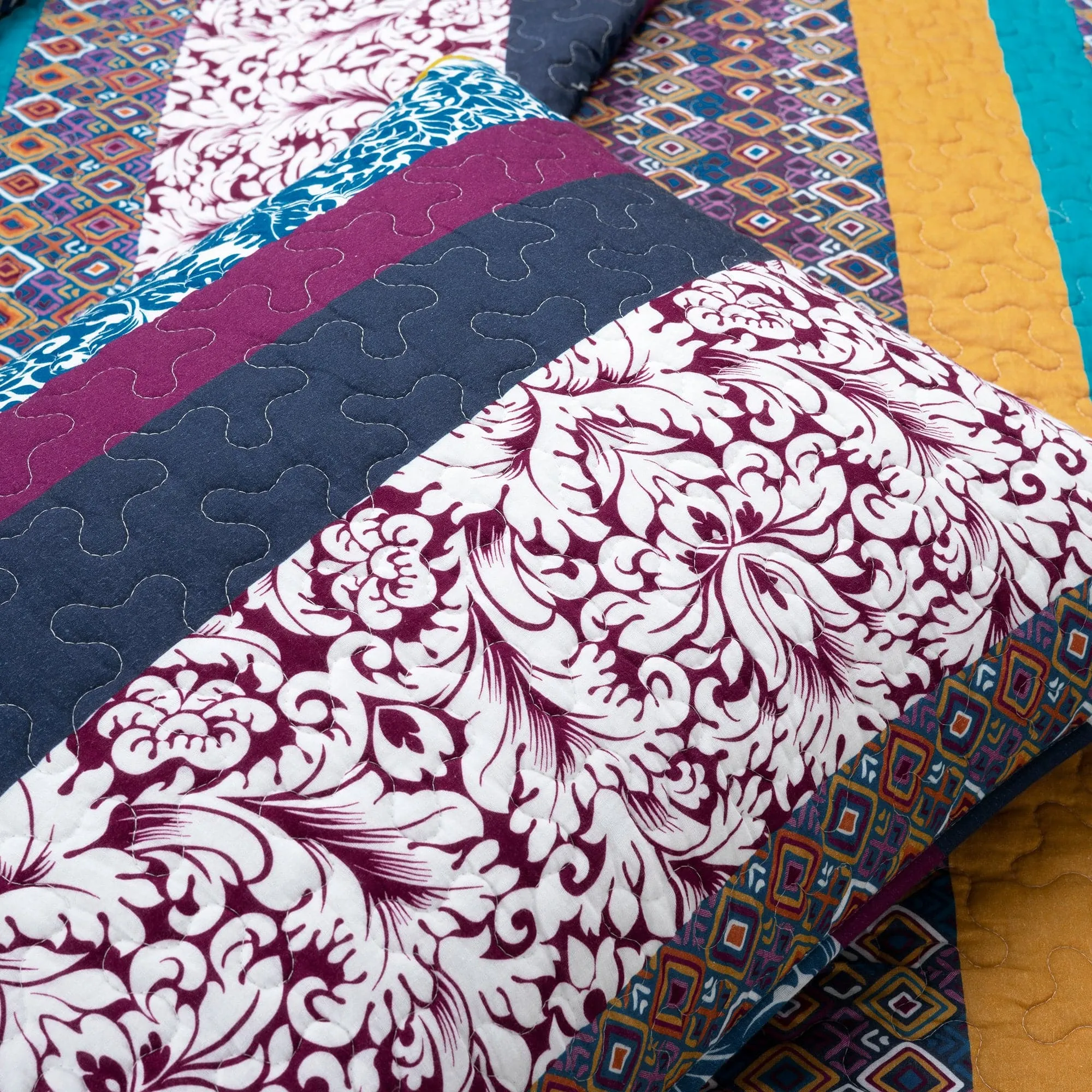 Boho Stripe 3 Piece Quilt Set