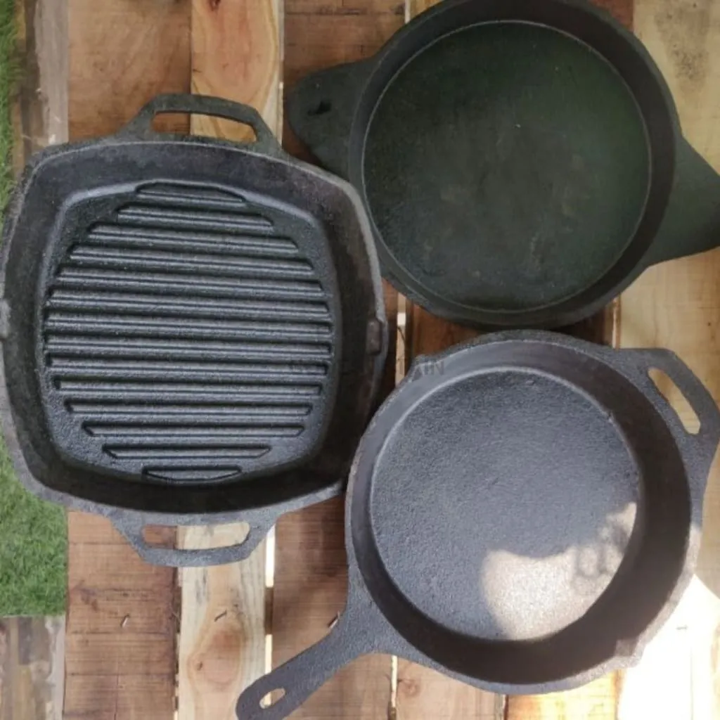 Cast Iron Preseasoned Brunch Combo | Grill pan, Fry pan & Skillet