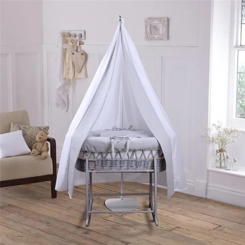 Clair De Lune 3 Piece Moses Basket & Drape Set Grey/Grey