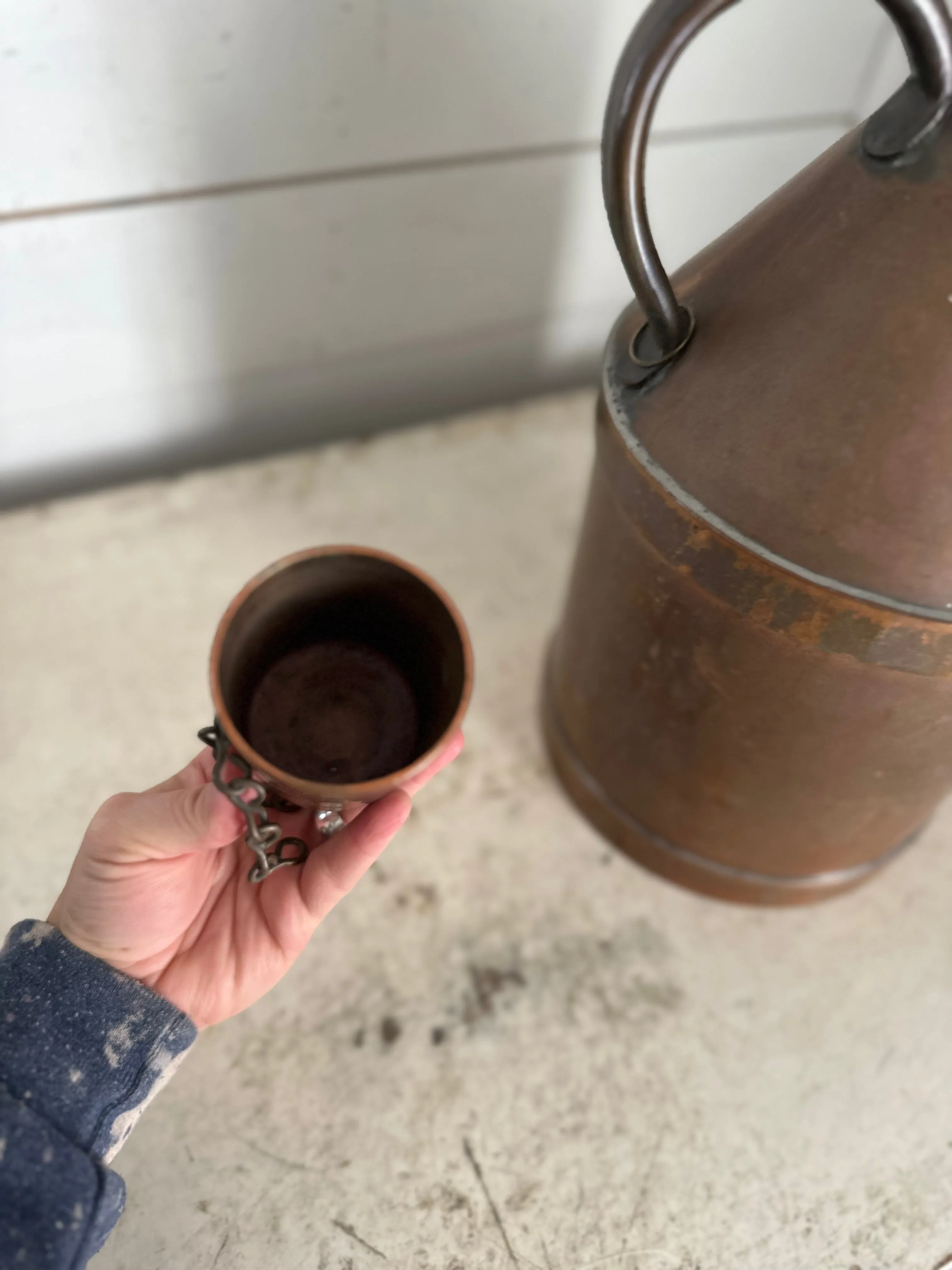 Copper Milk Jug with lid - solid copper heavy gauge