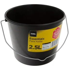 Coral Essentials Value Black Plastic Paint Kettle Container with Metal Handle for Paints and Paste 2.5 Litre