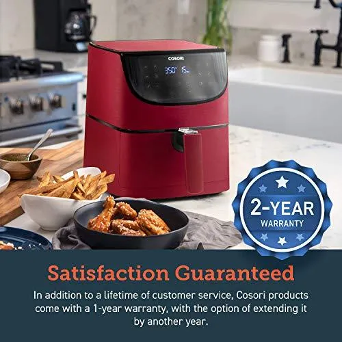 COSORI Air Fryer(100 Recipes, Rack & 4 Skewers) Oilless Oven Cooker 13 Functions, Preheat & Shake Reminder, LED Touch Screen, 3.7 QT, Digital-Burgundy Red