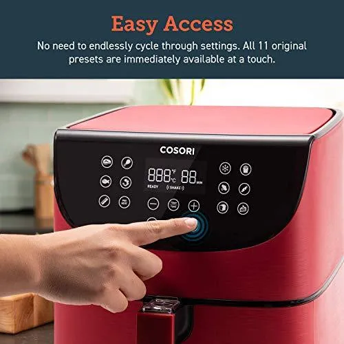 COSORI Air Fryer(100 Recipes, Rack & 4 Skewers) Oilless Oven Cooker 13 Functions, Preheat & Shake Reminder, LED Touch Screen, 3.7 QT, Digital-Burgundy Red