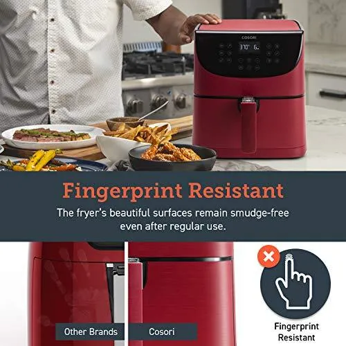 COSORI Air Fryer(100 Recipes, Rack & 4 Skewers) Oilless Oven Cooker 13 Functions, Preheat & Shake Reminder, LED Touch Screen, 3.7 QT, Digital-Burgundy Red