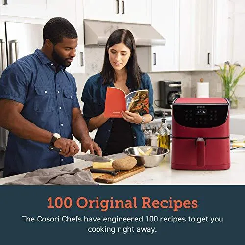 COSORI Air Fryer(100 Recipes, Rack & 4 Skewers) Oilless Oven Cooker 13 Functions, Preheat & Shake Reminder, LED Touch Screen, 3.7 QT, Digital-Burgundy Red