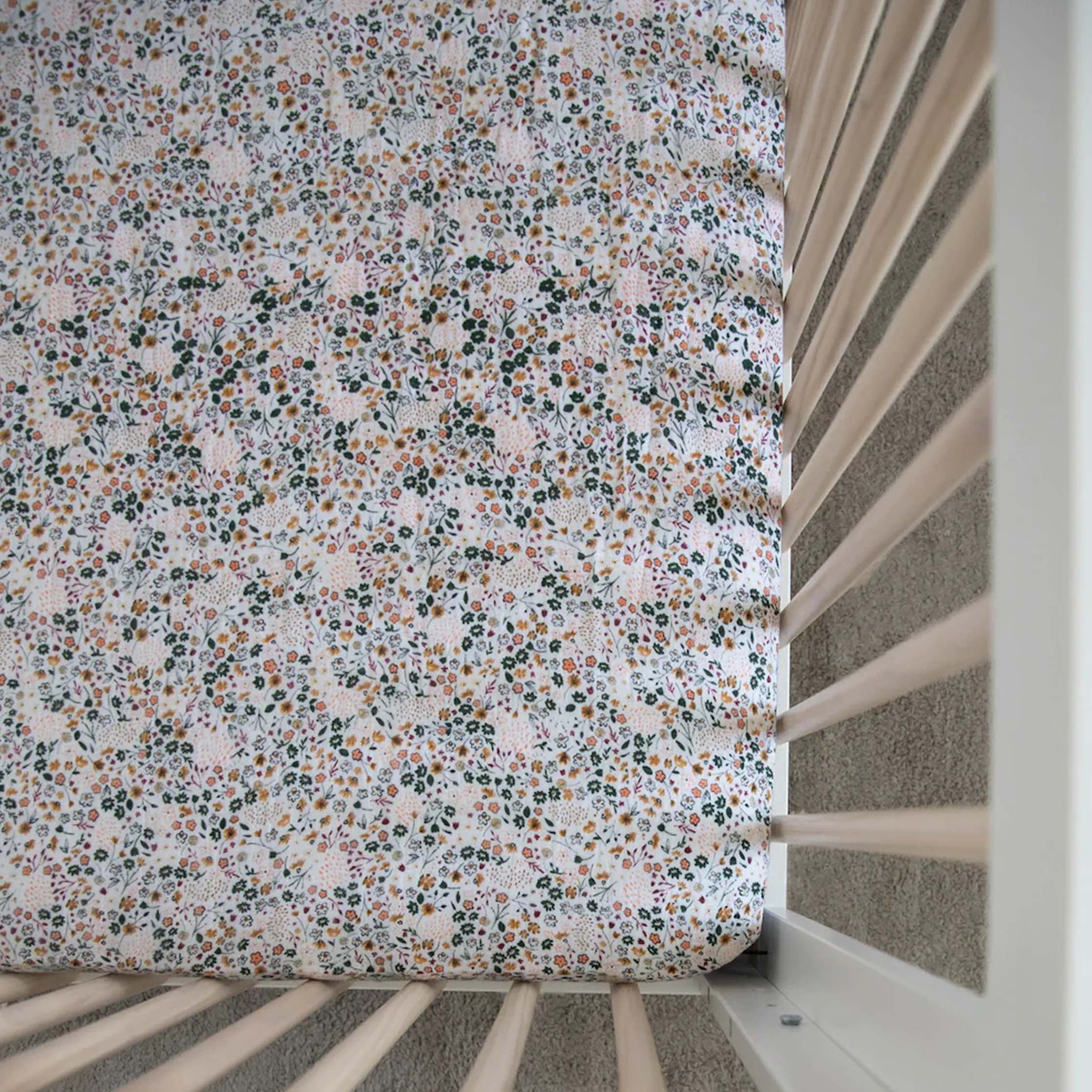 Cotton Muslin Crib Sheet - Pressed Petals