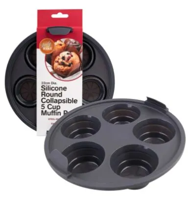 Daily Bake Silicone Round 22cm Collapsible Air Fryer 5 Cup Muffin Pan