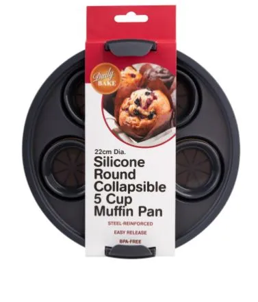 Daily Bake Silicone Round 22cm Collapsible Air Fryer 5 Cup Muffin Pan