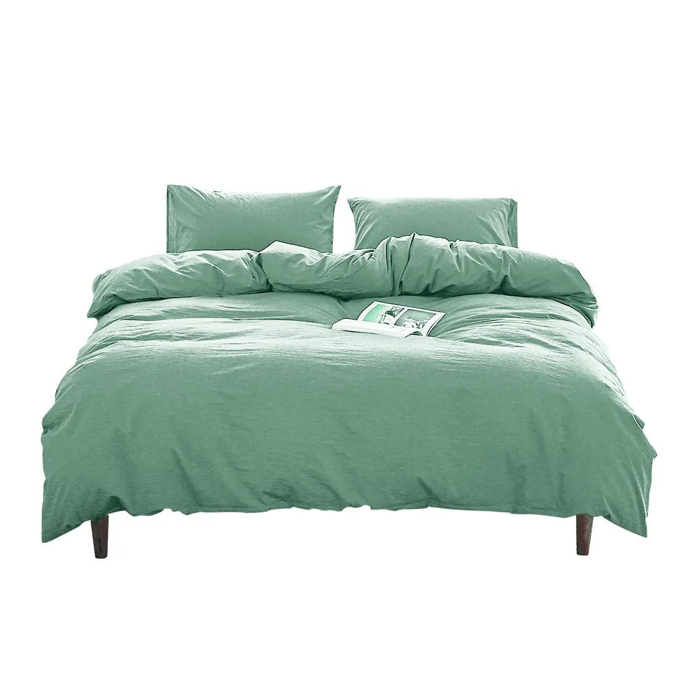 Deluxe Duvet Cover Quilt Set Flat Cover Pillow Case Essential Green King