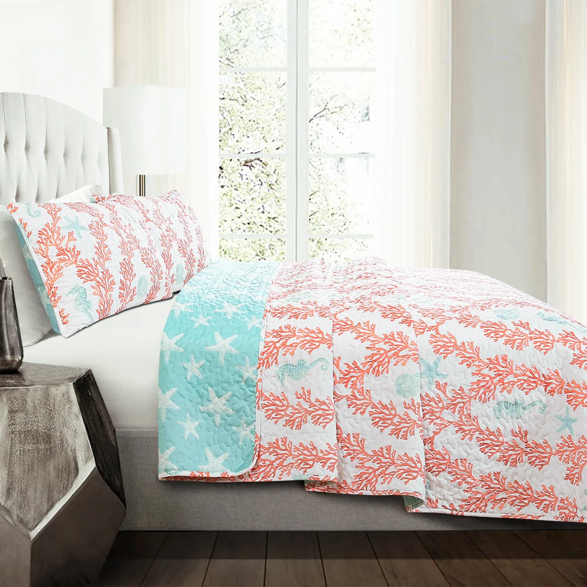 Dina Coral Quilt 3 Piece Set