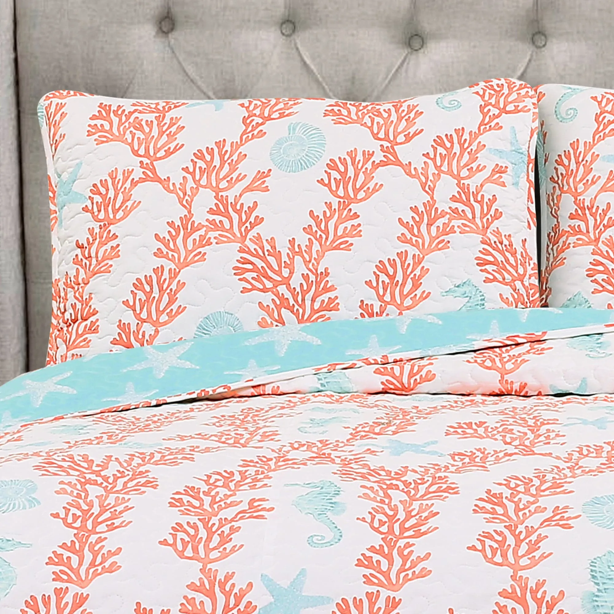 Dina Coral Quilt 3 Piece Set