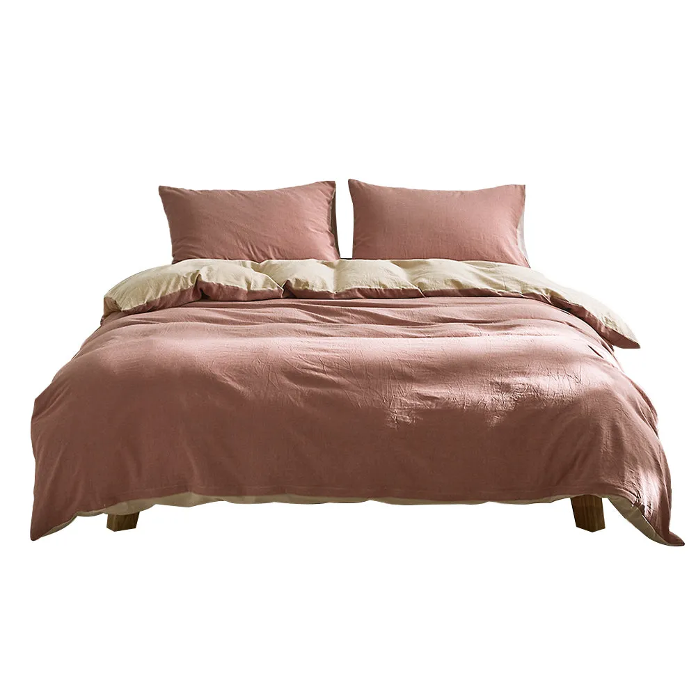 DOUBLE Quilt Cover Set Cotton Duvet - Light Pink