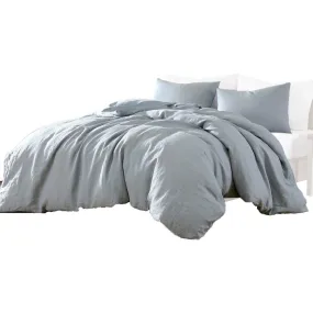 Edge 4 Piece King Size Duvet Comforter Set, Washed Linen, Light Blue By Casagear Home