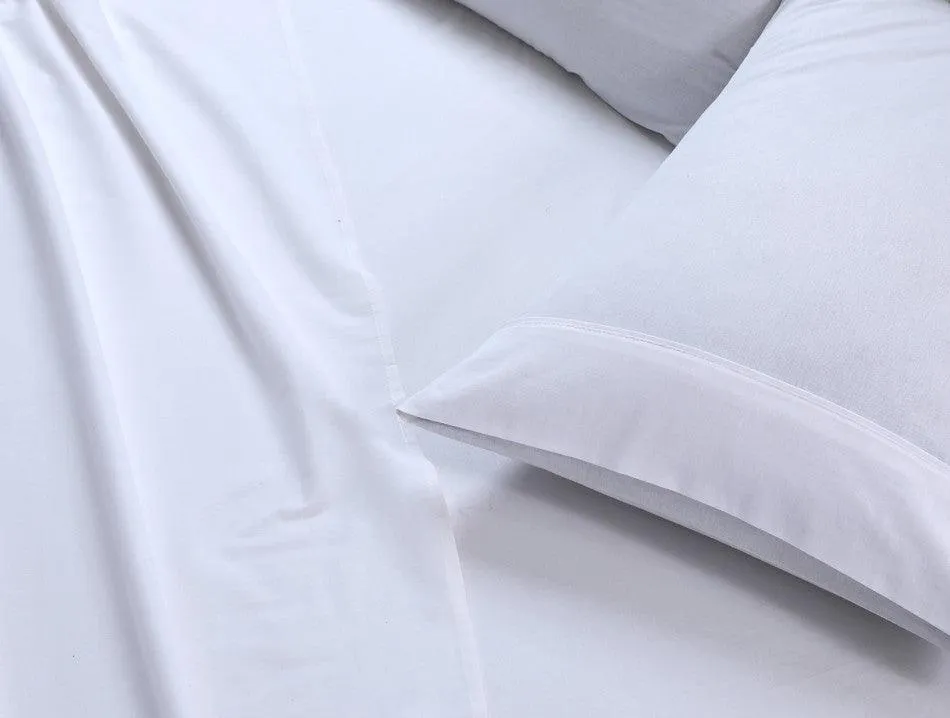 Elan Linen 100% Egyptian Cotton Vintage Washed 500TC White Single Bed Sheets Set