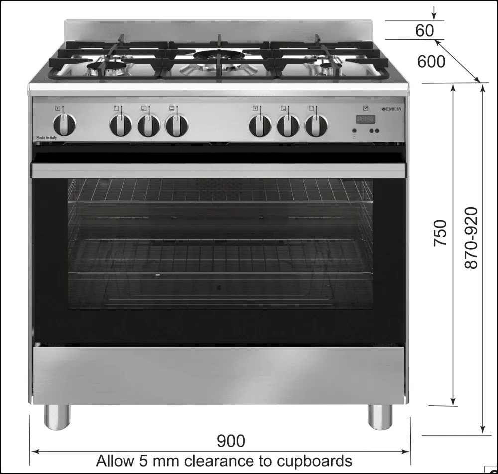 Emilia EM965GEN Black & Stainless Steel 90cm Dual Fuel Stove with Air Fryer - Special Order