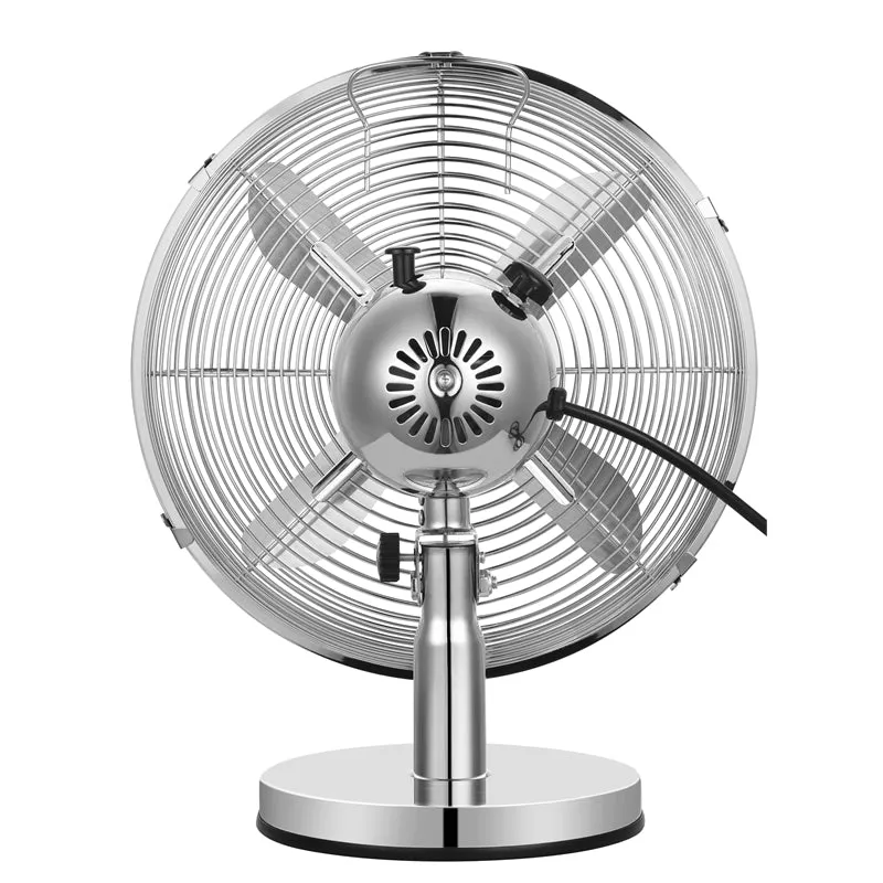 Euromatic 30cm 4 Blades Chrome Metal Desk Fan - EUR-TF30BC / Oscillating/ 3 Speed