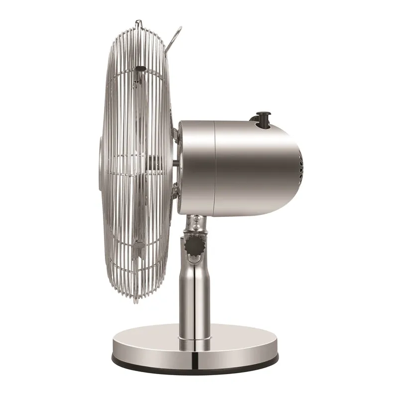 Euromatic 30cm 4 Blades Chrome Metal Desk Fan - EUR-TF30BC / Oscillating/ 3 Speed