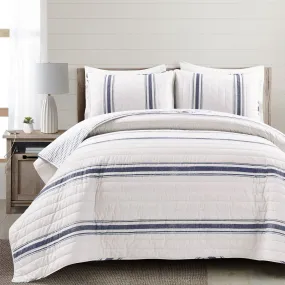 Farmhouse Stripe Reversible Cotton Quilt Set