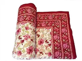 fashhub 210 TC Cotton Single Bed Jaipuri Razai Organic Pure Cotton Jaipuri rajai Ac Quilt for All Season Soft Light Weight Rajasthani Cotton Quilt 55 x 85 inch (Pink)