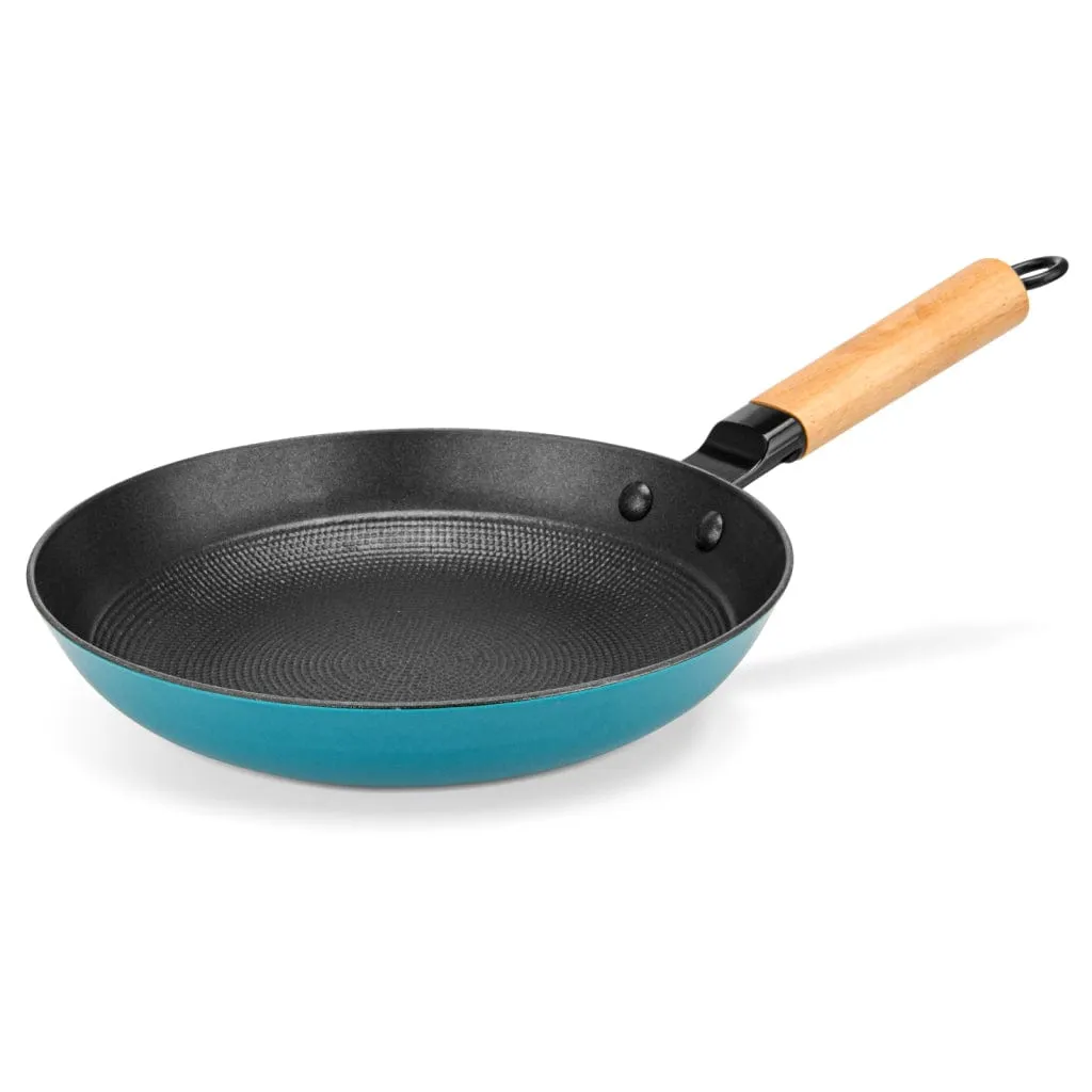 Fissman Frying Pan Non-Stick Coating With Enamelled Lightweight Cast Iron Seagreen Series Series Blue/Black/Beige 24x4.5cm