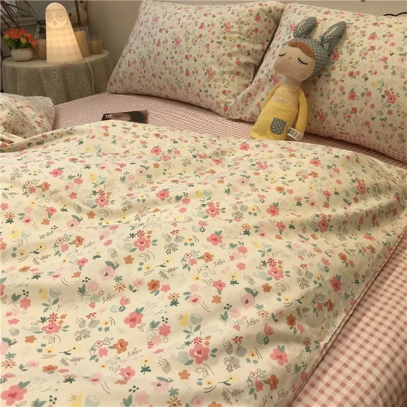 Floral Brushed Bedding Set with Soft Duvet Cover and Comforter