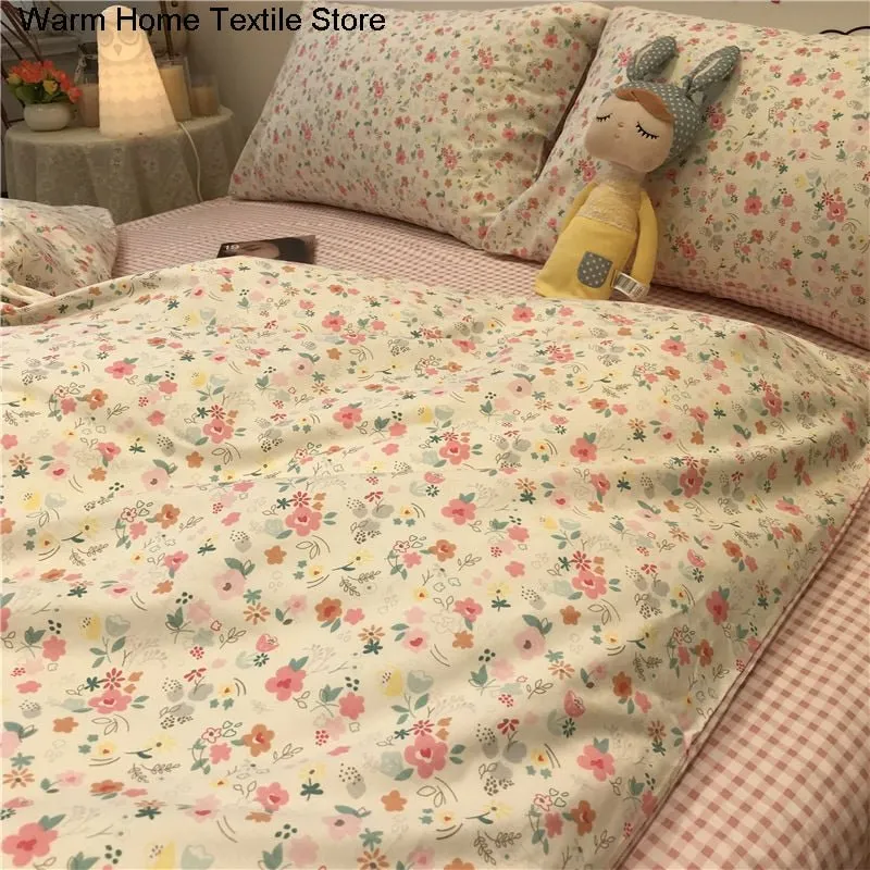 Floral Brushed Bedding Set with Soft Duvet Cover and Comforter