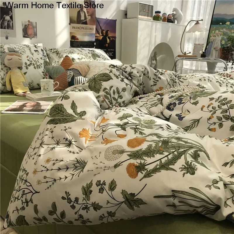 Floral Brushed Bedding Set with Soft Duvet Cover and Comforter