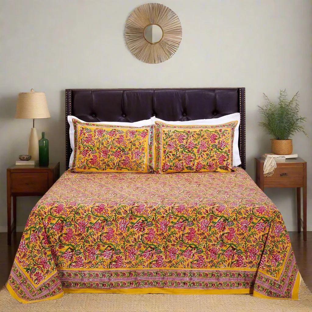 Gayatri Mustard Cotton  Bedsheet